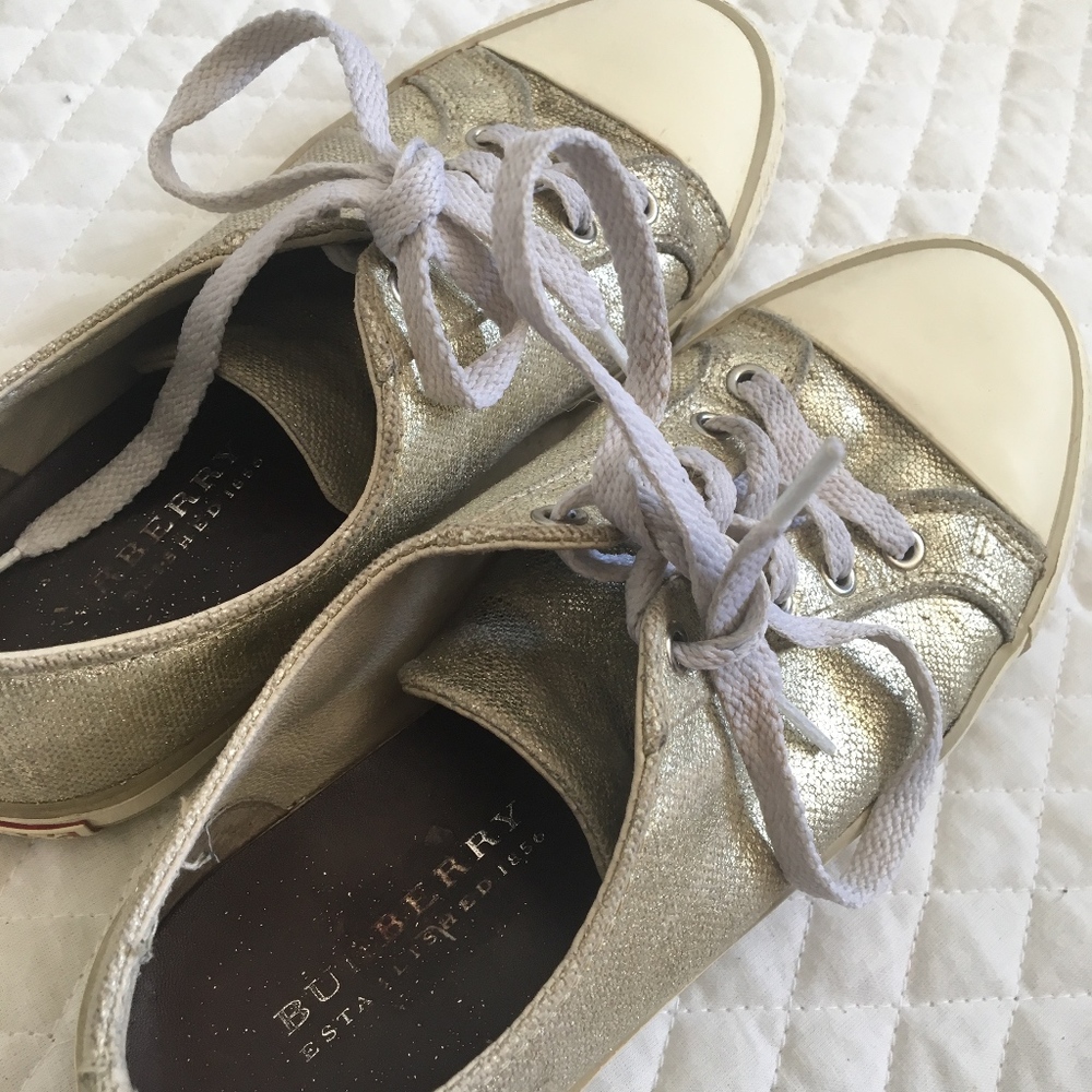 Burberry Gold Metallic Sneakers - Picture 2 of 8